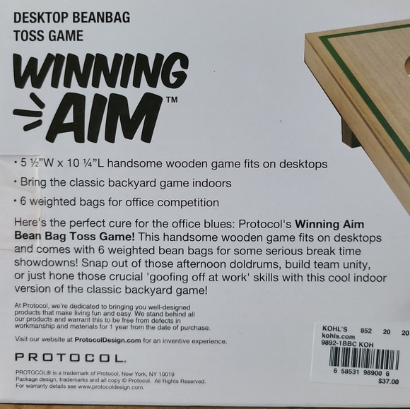 Protocol Games Nwt Protocol Brand Mini Desktop Bean Bag Toss Game